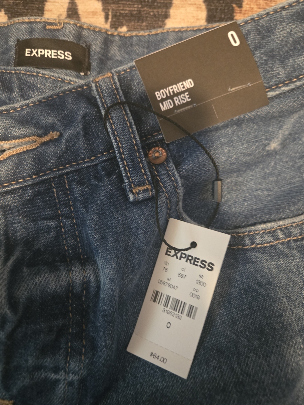 Express Boyfriend Mid Rise Jeans - Blue